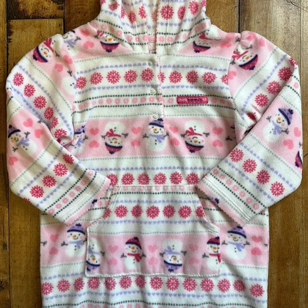 Carters Fleece outfit 24 months one piece outfit pink snowman hooded Valentines